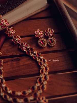 Elegant White Stone and Ruby Necklace