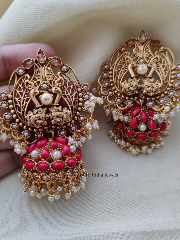 Gorgeous Dual Peacock Jhumkas (2)