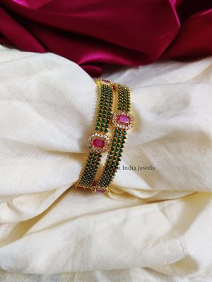 Gorgeous Green and Pink AD Bangles