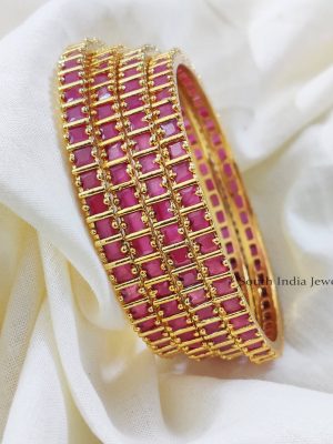 Lovely Pink Stone Bangles (2)