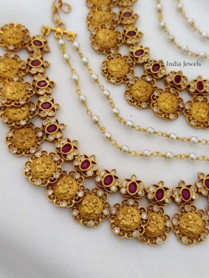 Trendy Ruby & White Stone Lakshmi Mattal