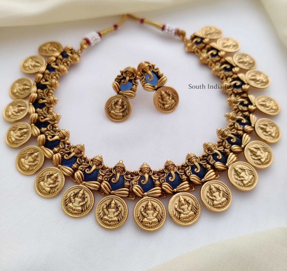 Unique Royal Blue Ganesha with Lakshmi Necklace