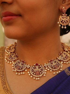 Beautiful Chand CZ Pearl Necklace