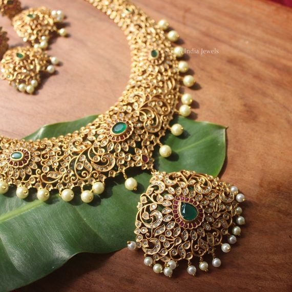 Beautiful Multi Stone Bridal Haram - South India Jewels