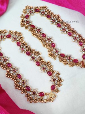 Beautiful Pink & White Stone Anklets