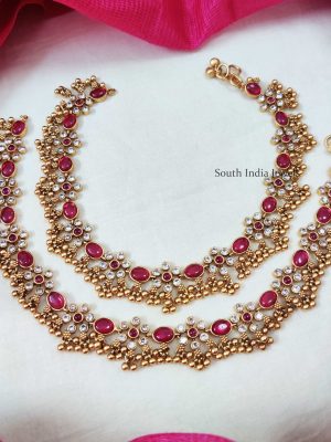 Beautiful Pink & White Stone Anklets