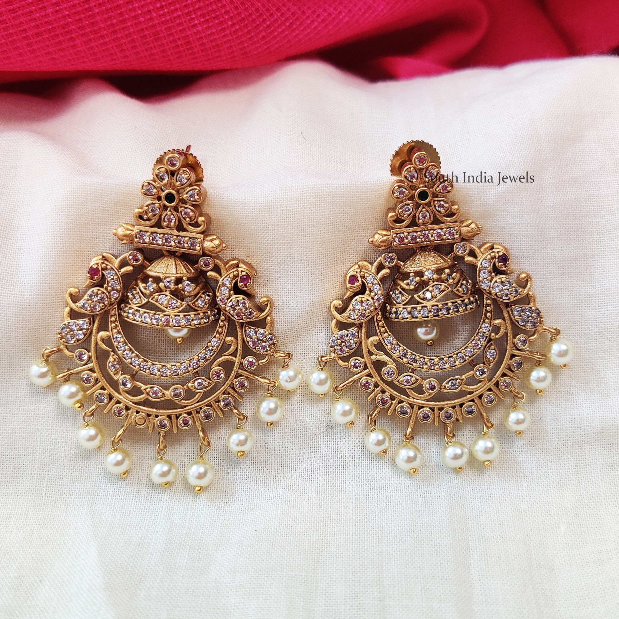 Elegant Chandbali AD Earrings - South India Jewels