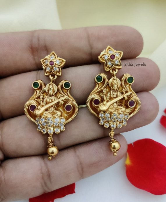 Elegant Lakshmi Temple Design Necklace - South India Jewels
