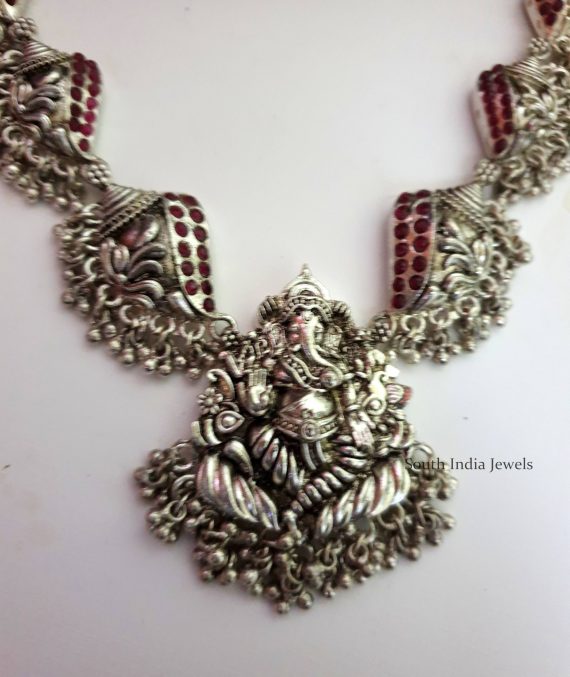 Ganesh Design German Silver Necklace