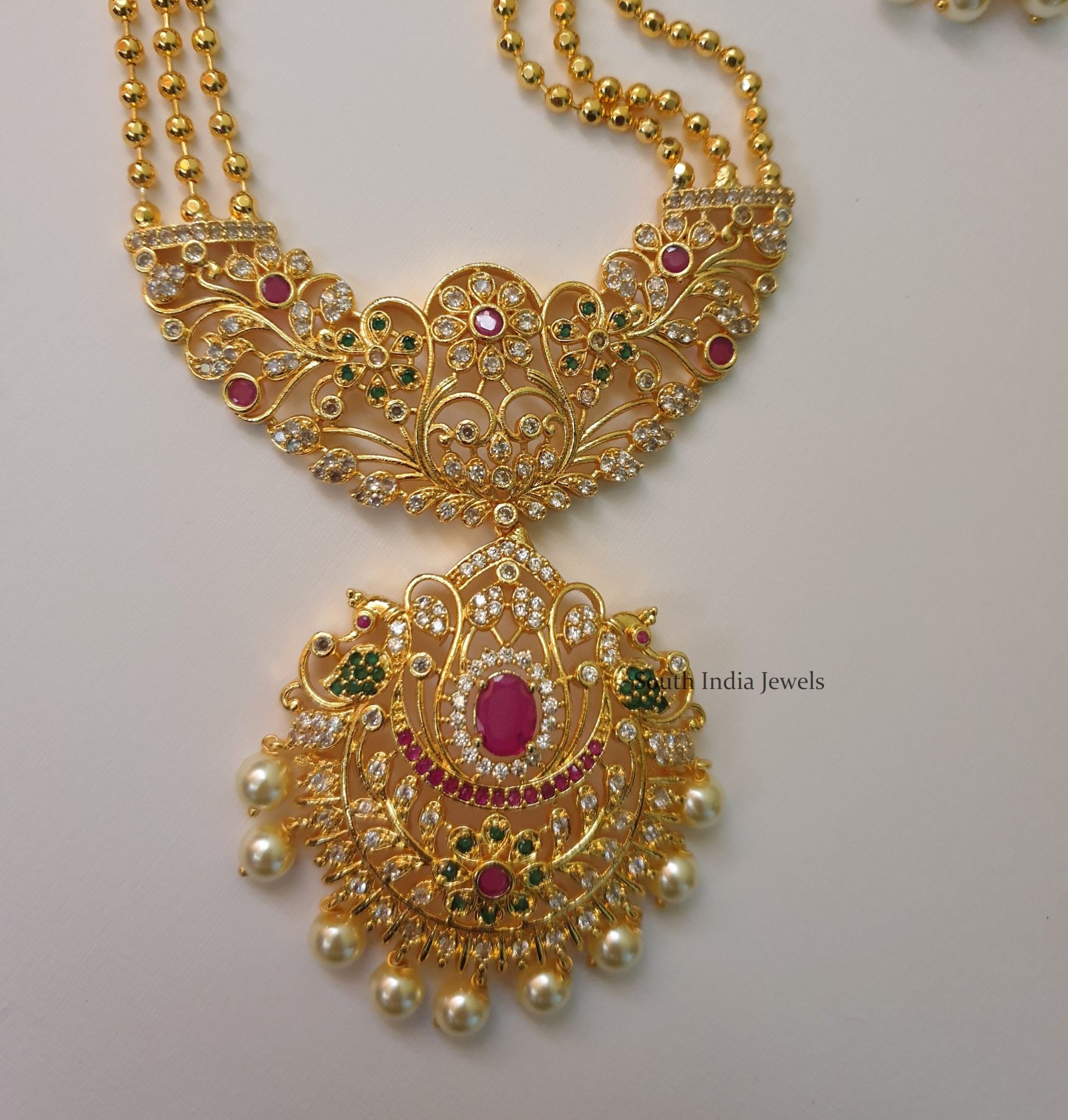 Gorgeous Multi Stone Haram - South India Jewels