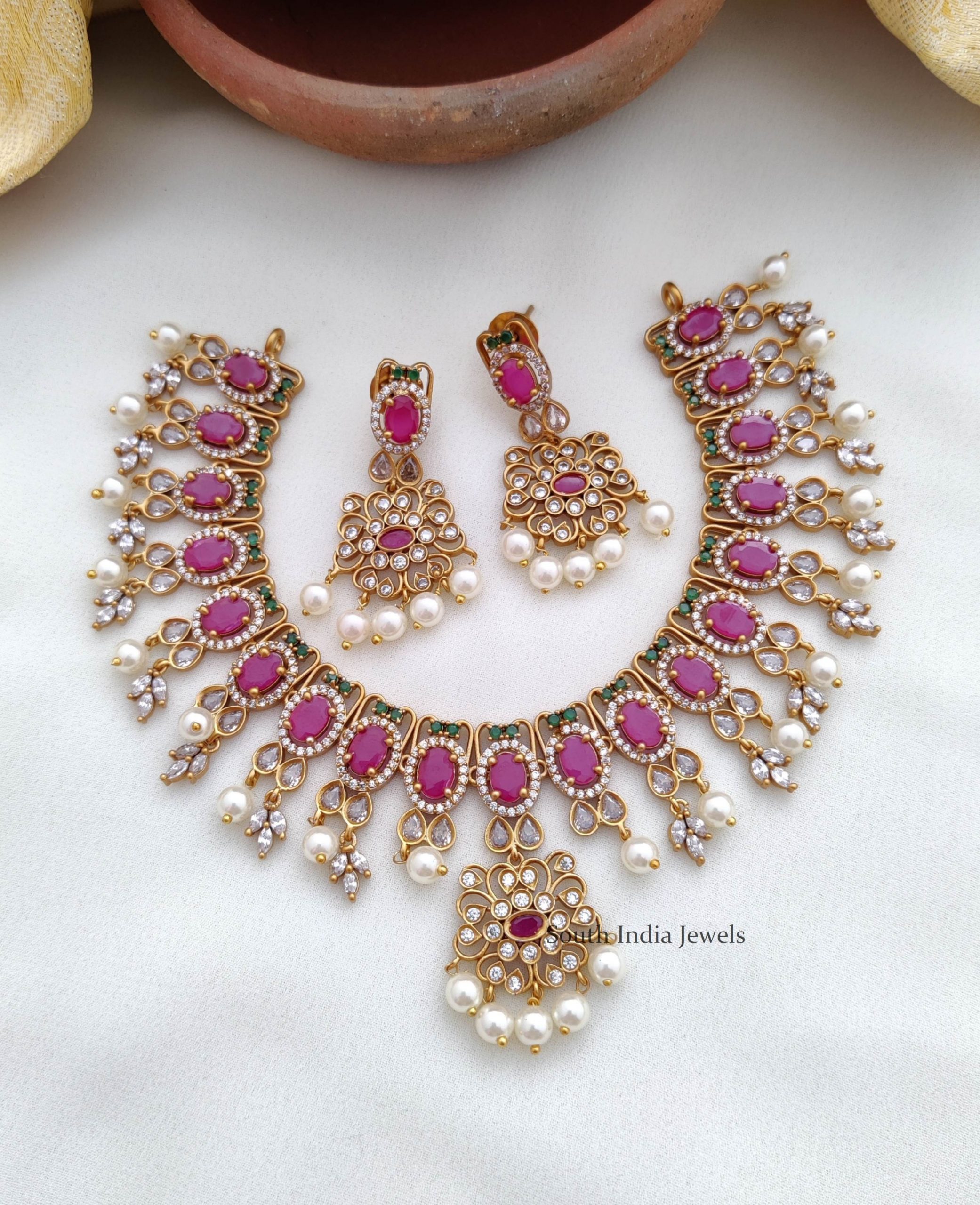 Lovely Ruby AD Stone Necklace (2)