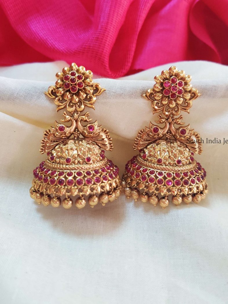 Pretty Floral Peacock Jhumka