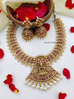 Traditional Lakshmi Design Ruby Necklace