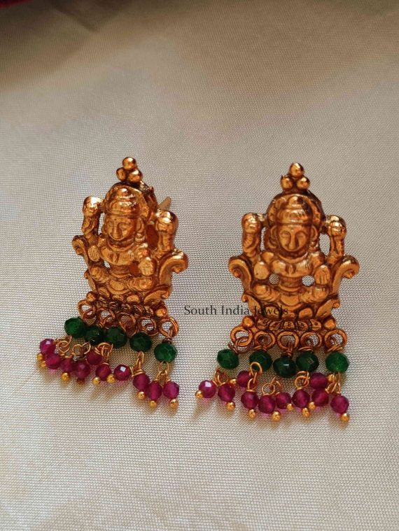 Trendy Golden Beads Lakshmi Pendant Choker