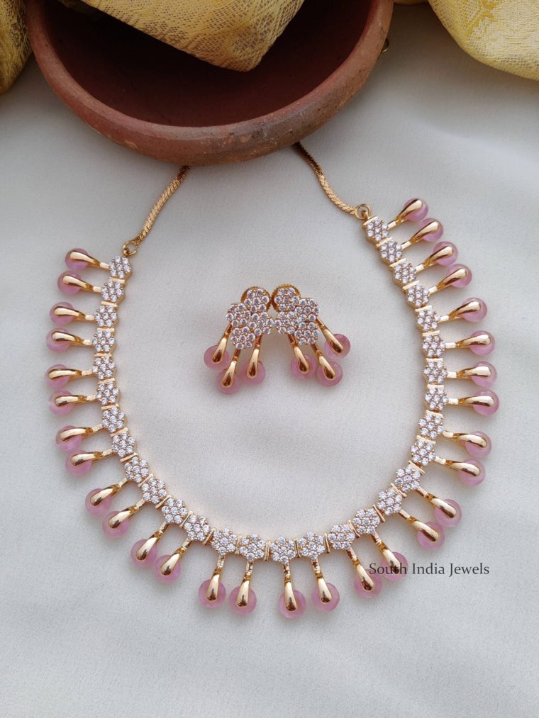 Trendy Rose Gold Pink Necklace (2)