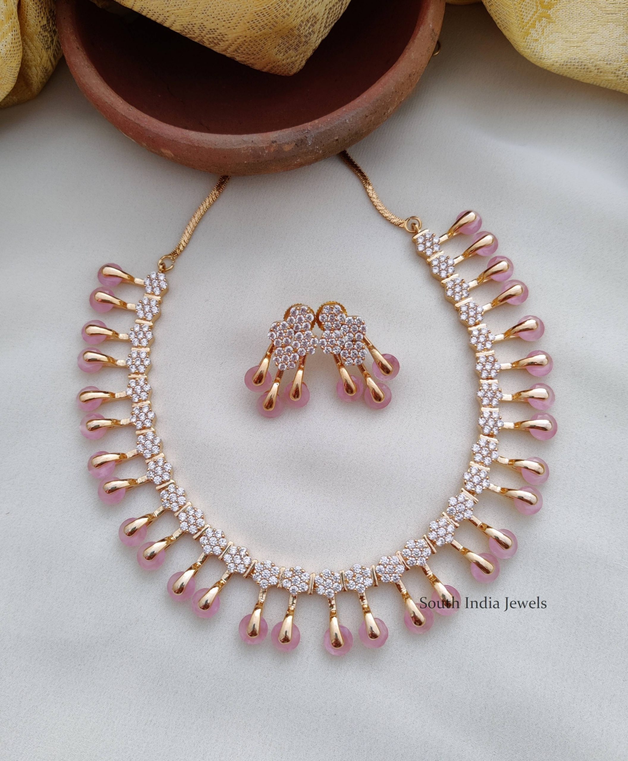 Trendy Rose Gold Pink Necklace