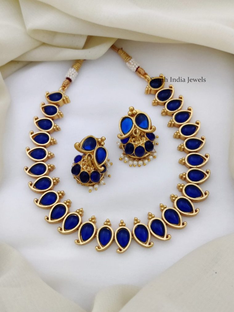 Trendy Royal Blue Stone Necklace (3)