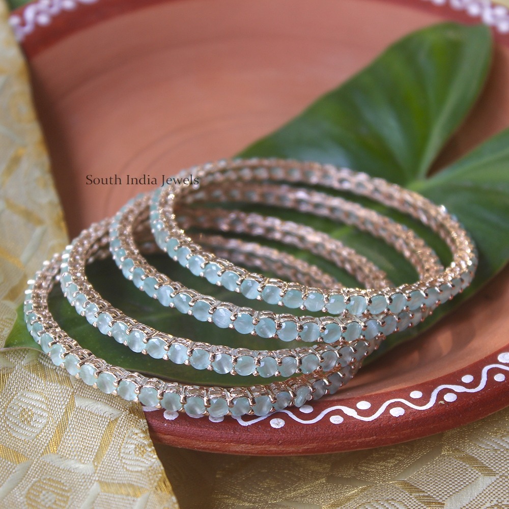 Unique Aqua Blue Stone Bangles