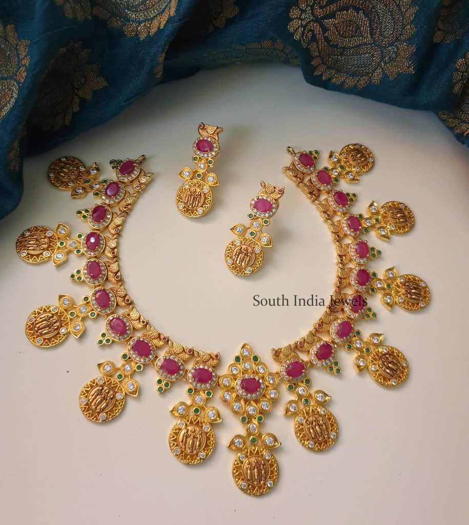 Unique Ram Parivar Design Necklace - South India Jewels