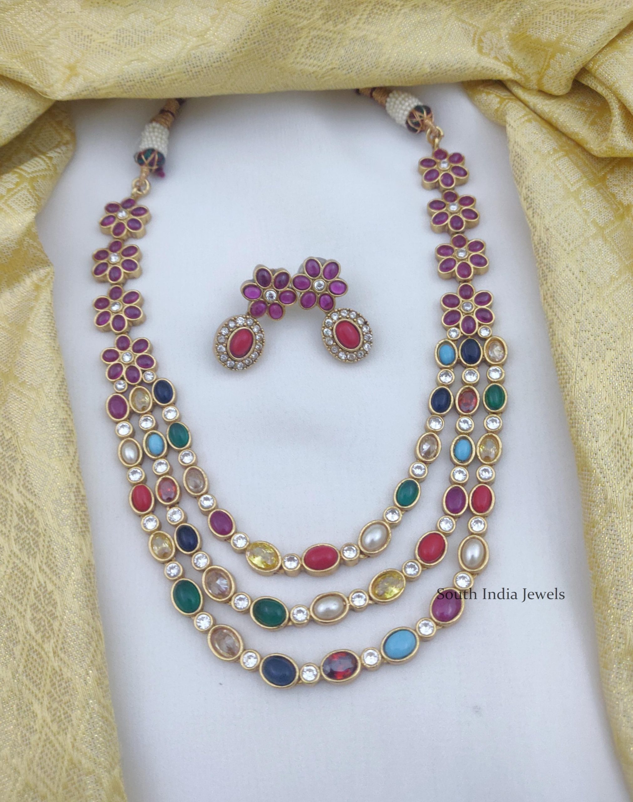 Amazing Multi Color Stone Layered Necklace (3)