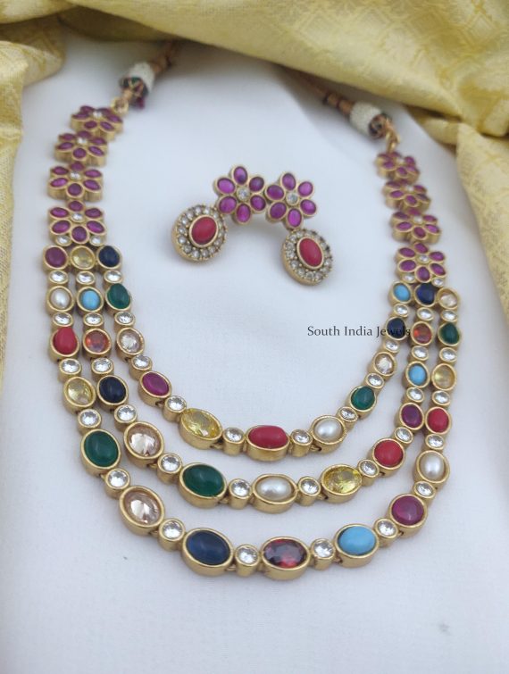 Amazing Multi Color Stone Layered Necklace