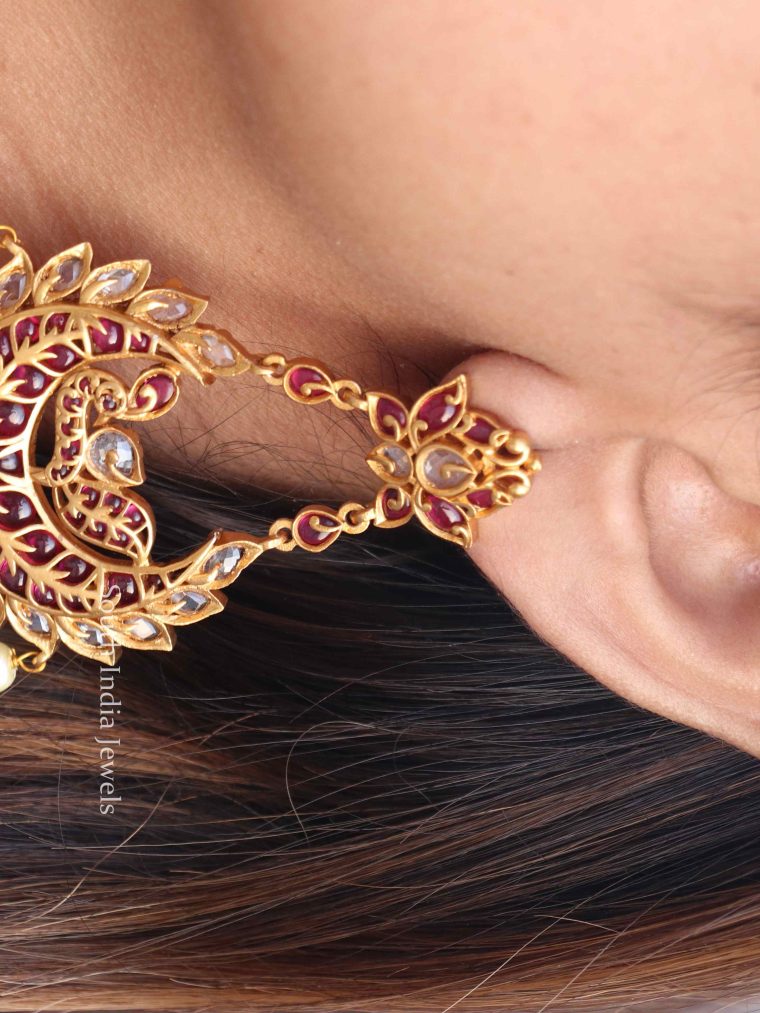 Attractive Peacock Design Chandbali Earrings