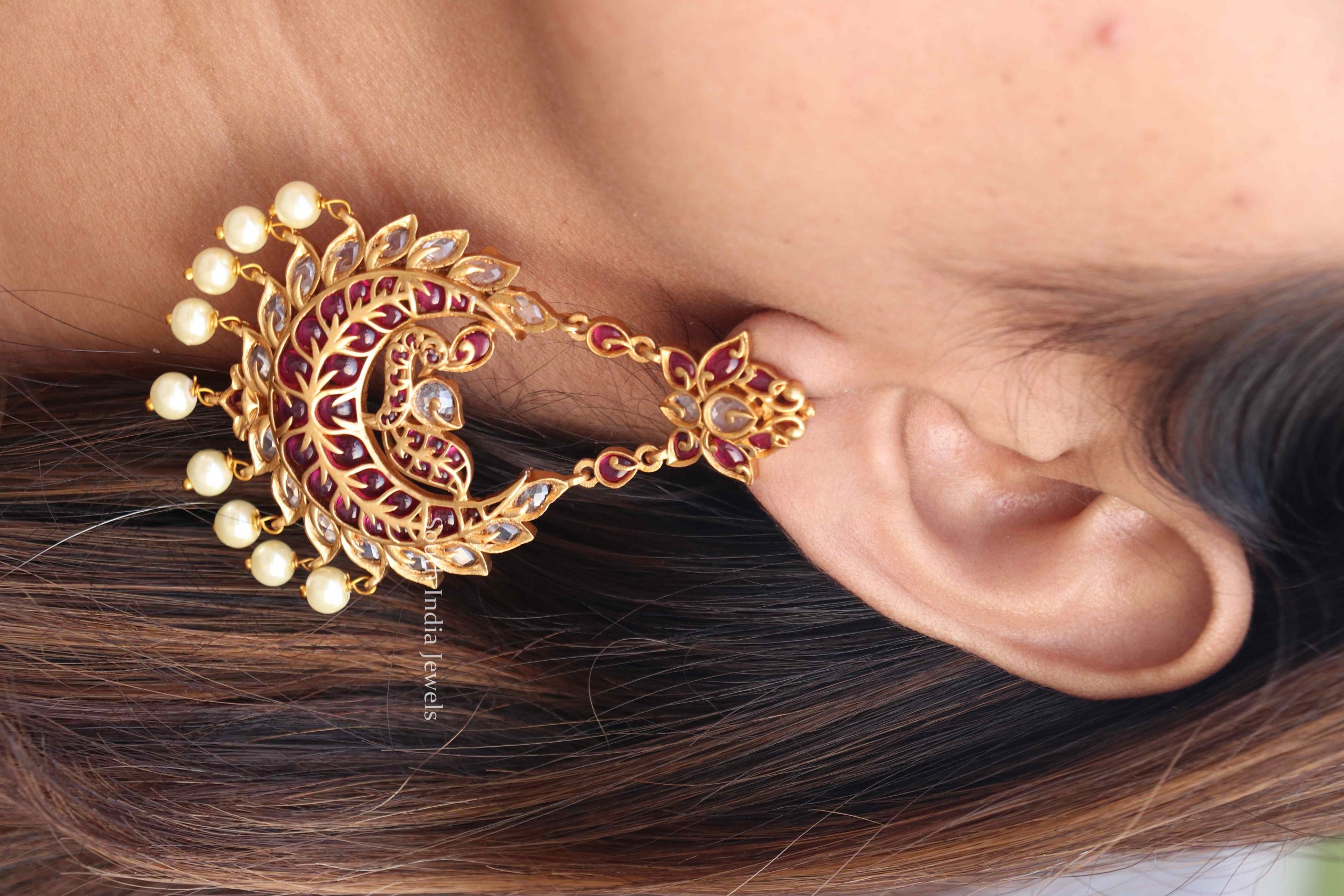 Attractive Peacock Design Chandbali Earrings