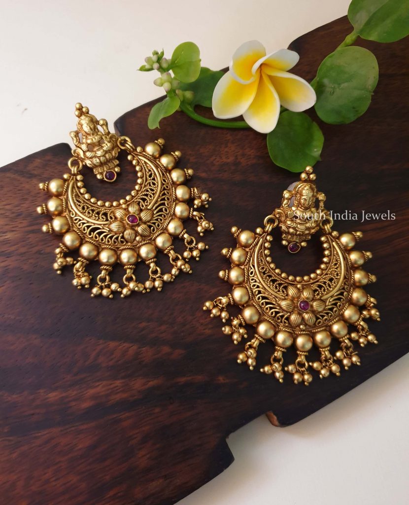 Beautiful chandbali design earrings - South India Jewels