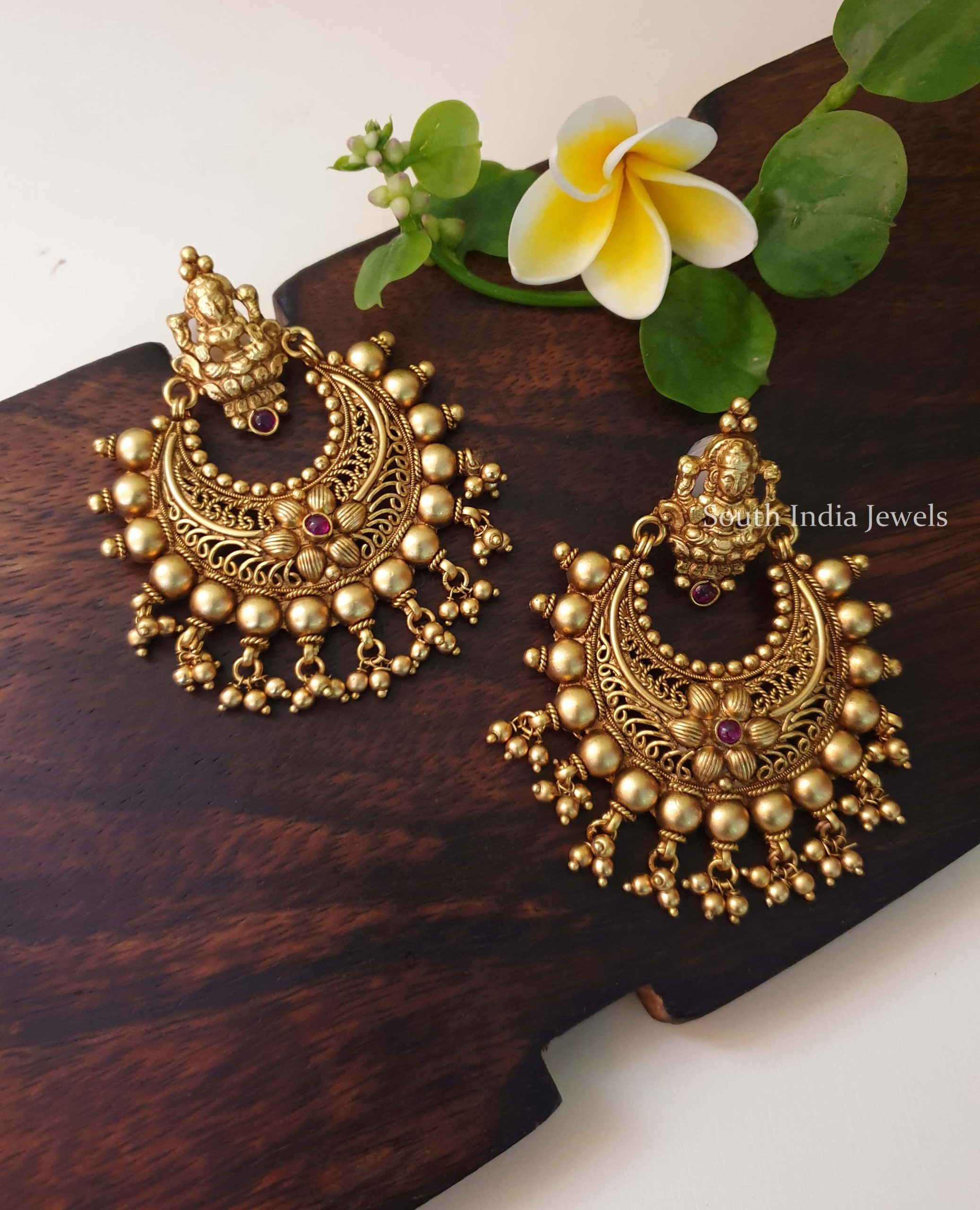 Beautiful Golden Beads Chandbali Earrings