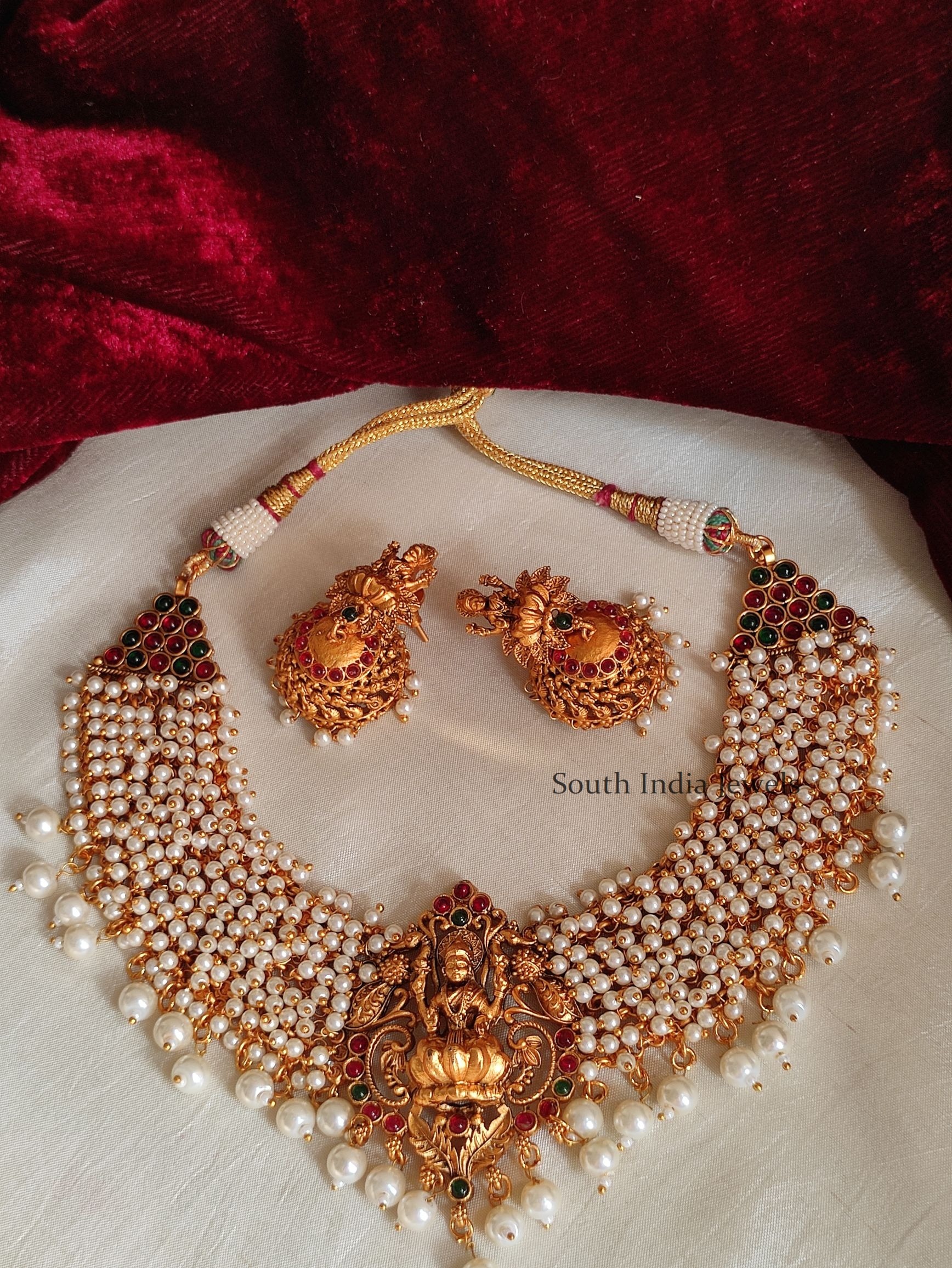 Beautiful Lakshmi Design Pearls Necklace