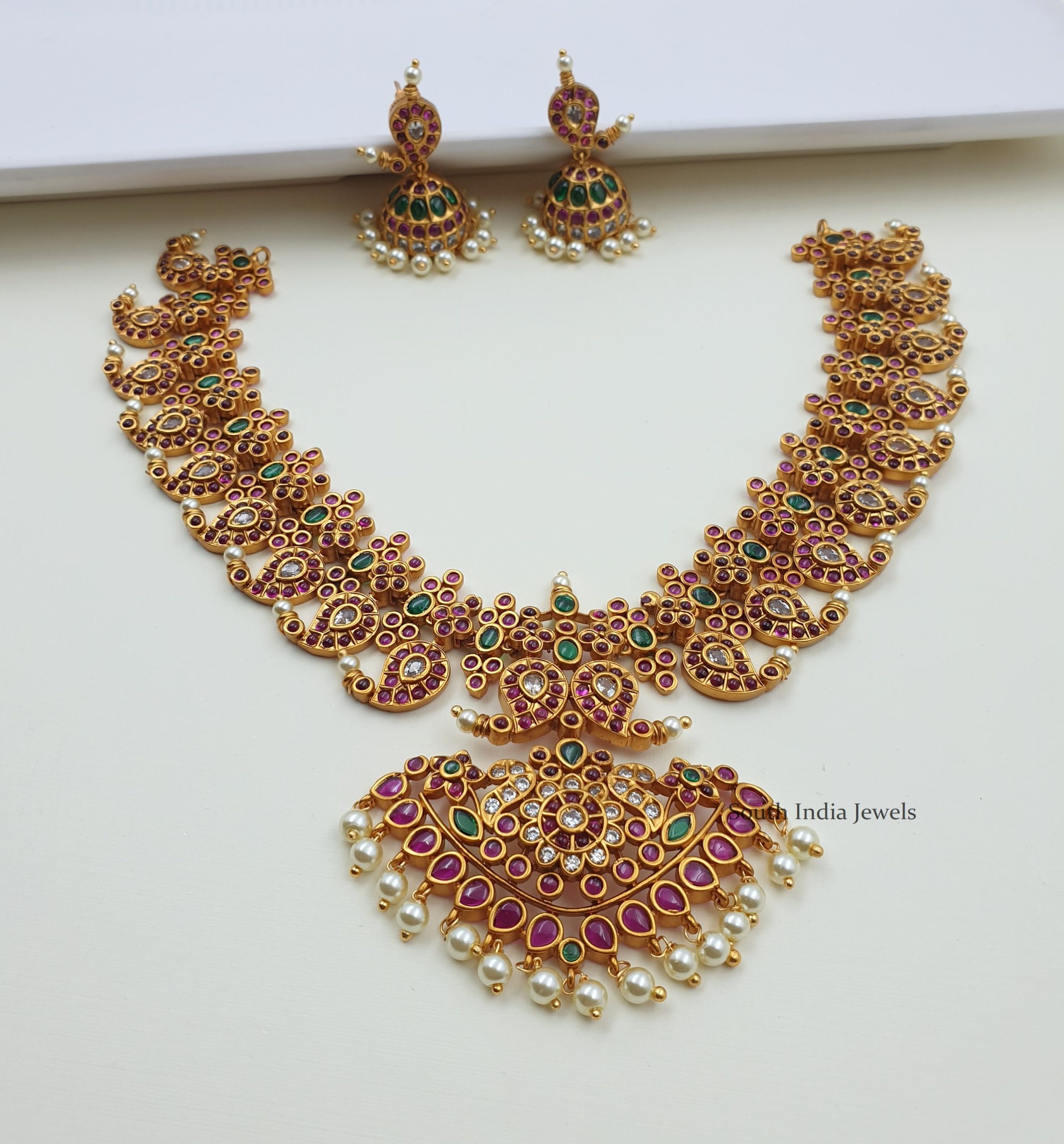 Exclusive Mango Matte Finish Necklace - South India Jewels