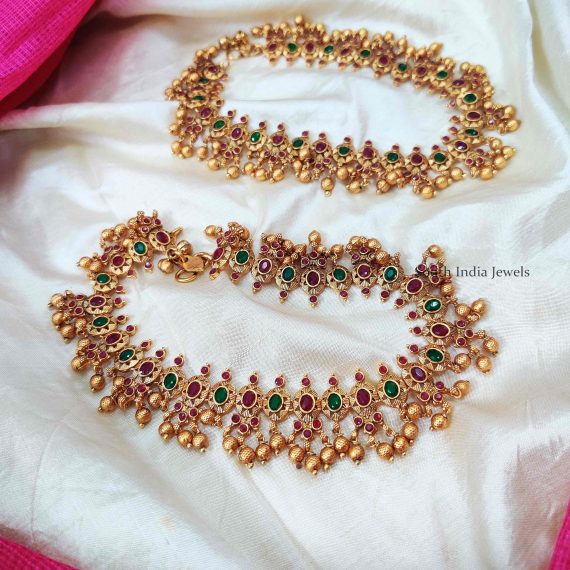 Elegant Bridal Matte Finish Anklets - South India Jewels