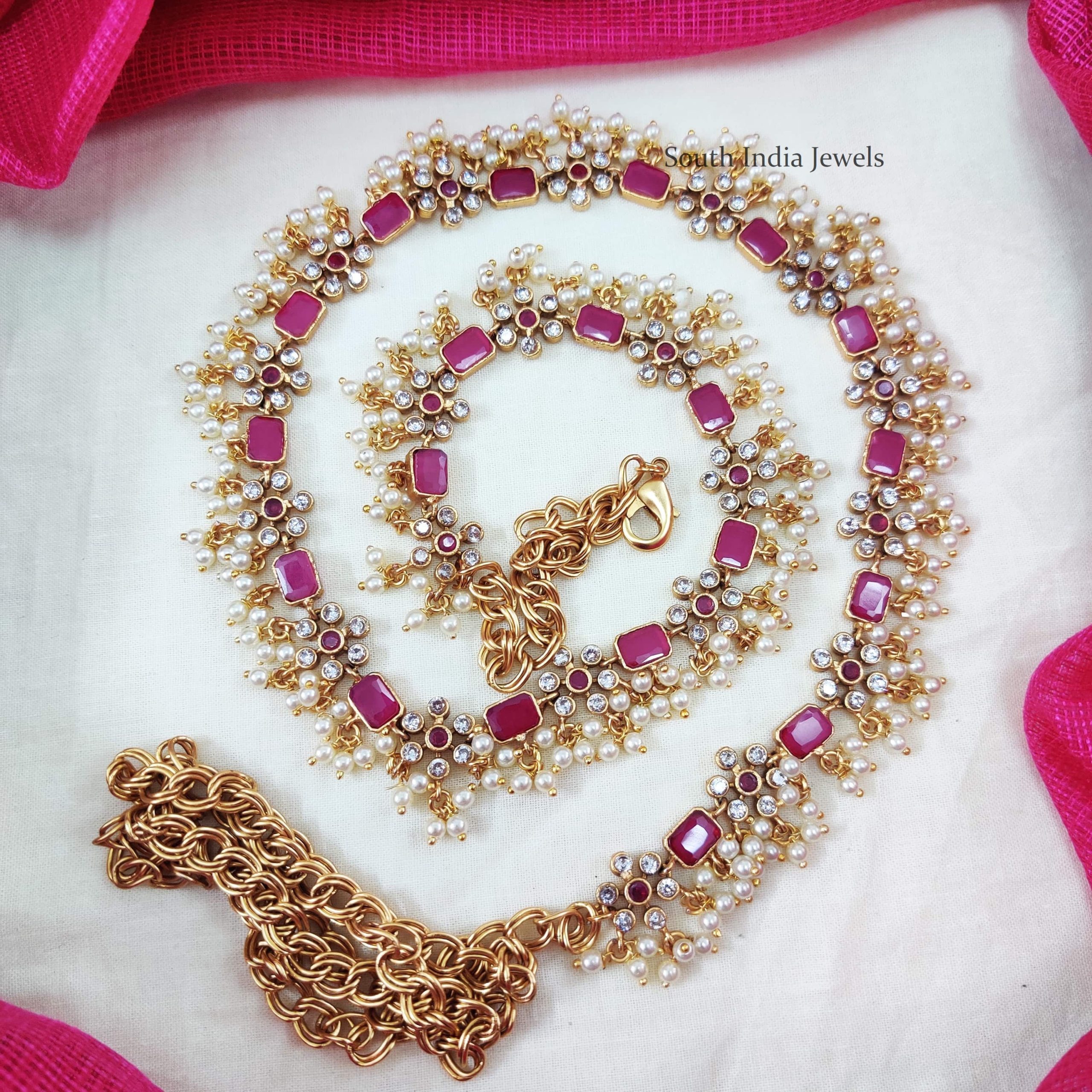 Grand Pearl Beads Pink Hipbelt