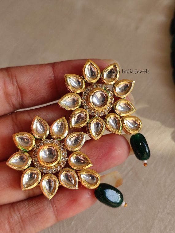 Lovely Green Beads Kundan Necklace (3)