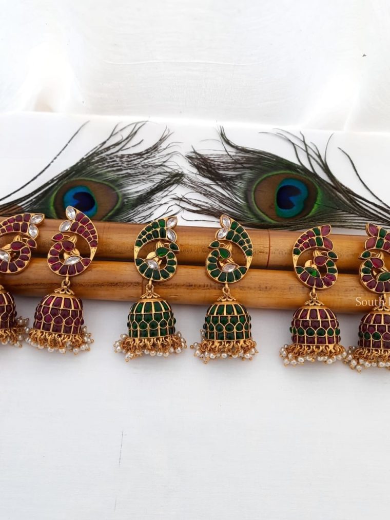 Pretty Peacock Design Jhumkas