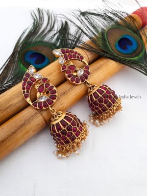 Pretty Peacock Design Jhumkas