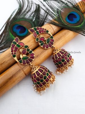 Pretty Peacock Design Jhumkas