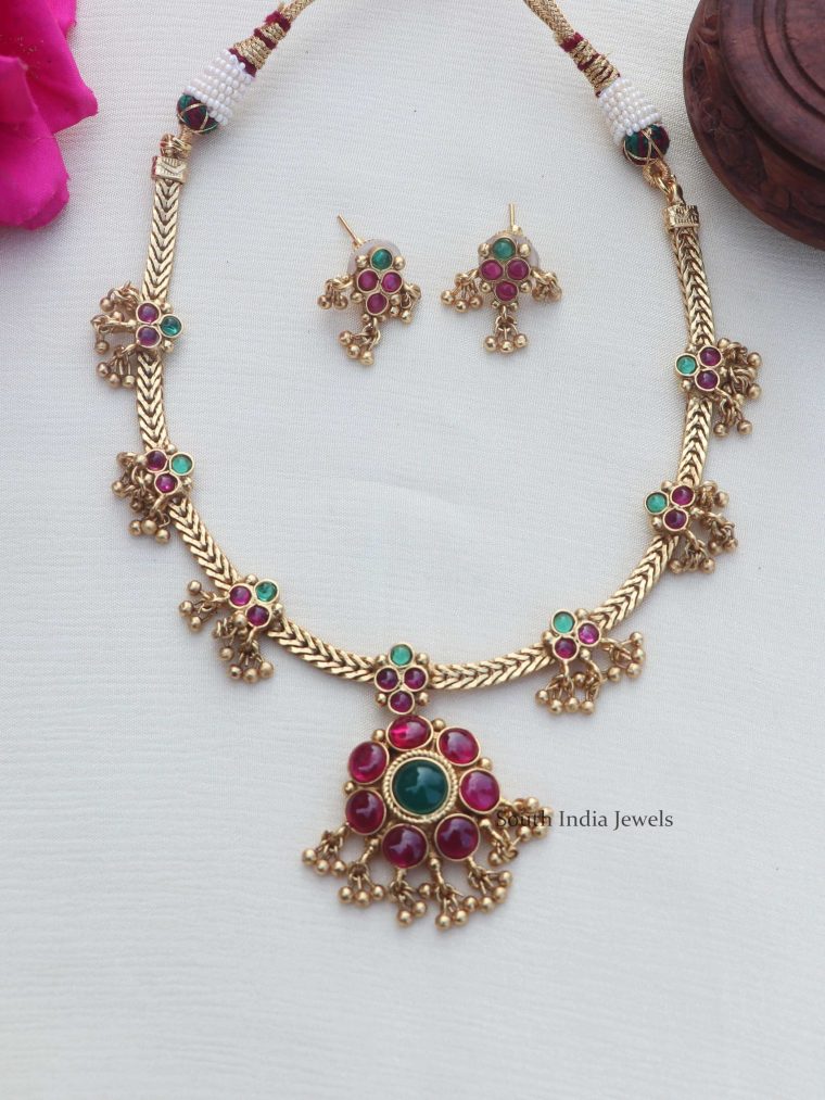 Pretty Ruby Gold Finish Necklace (2)