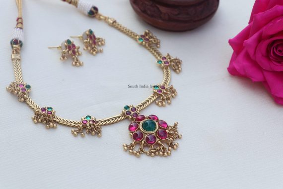 Pretty Ruby Gold Finish Necklace