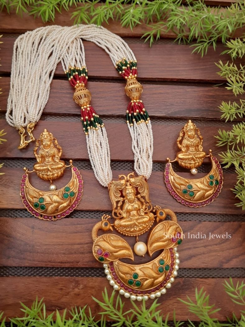 Stunning Seed Bead Haaram with Lakshmi Pendant