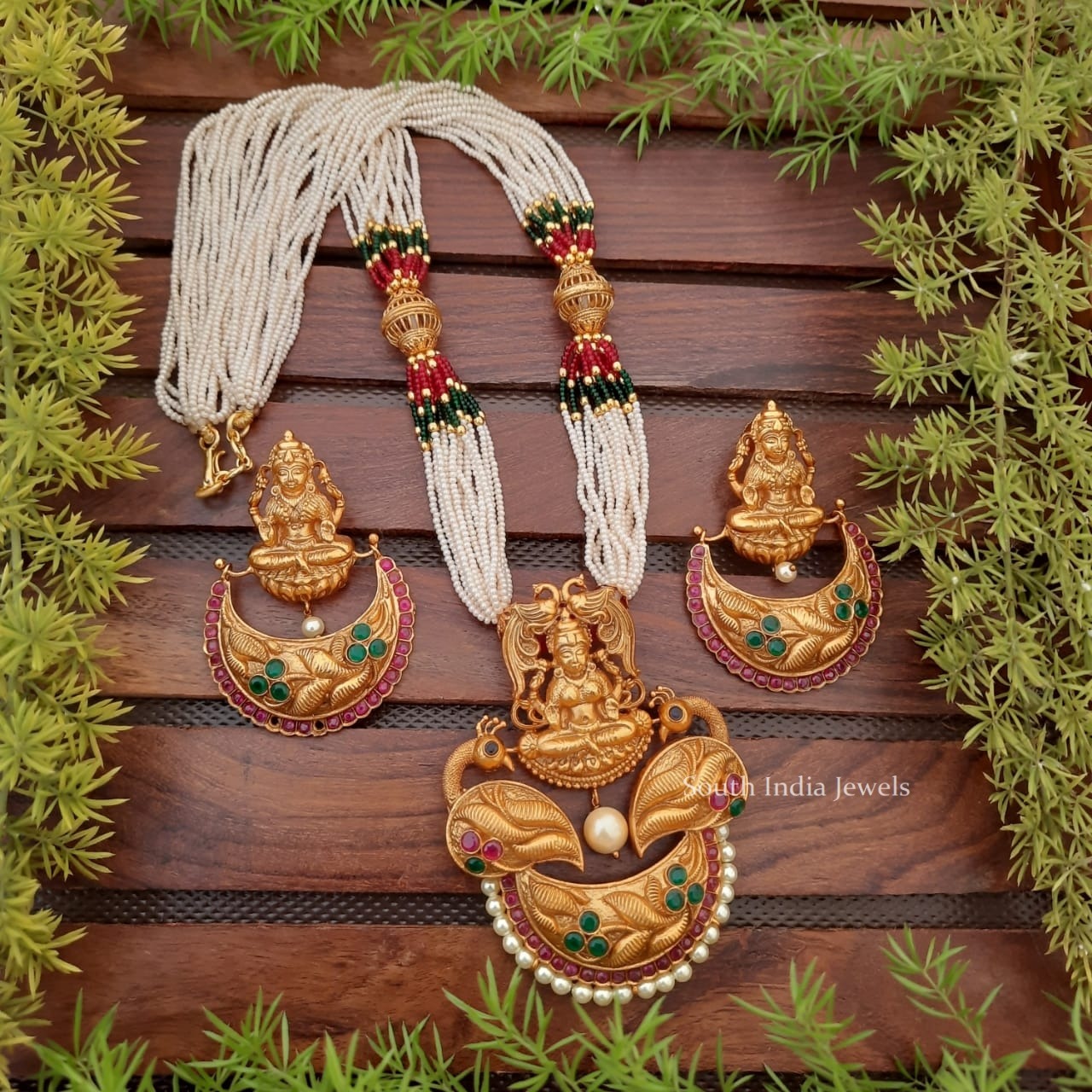 Stunning Seed Bead Haaram with Lakshmi Pendant