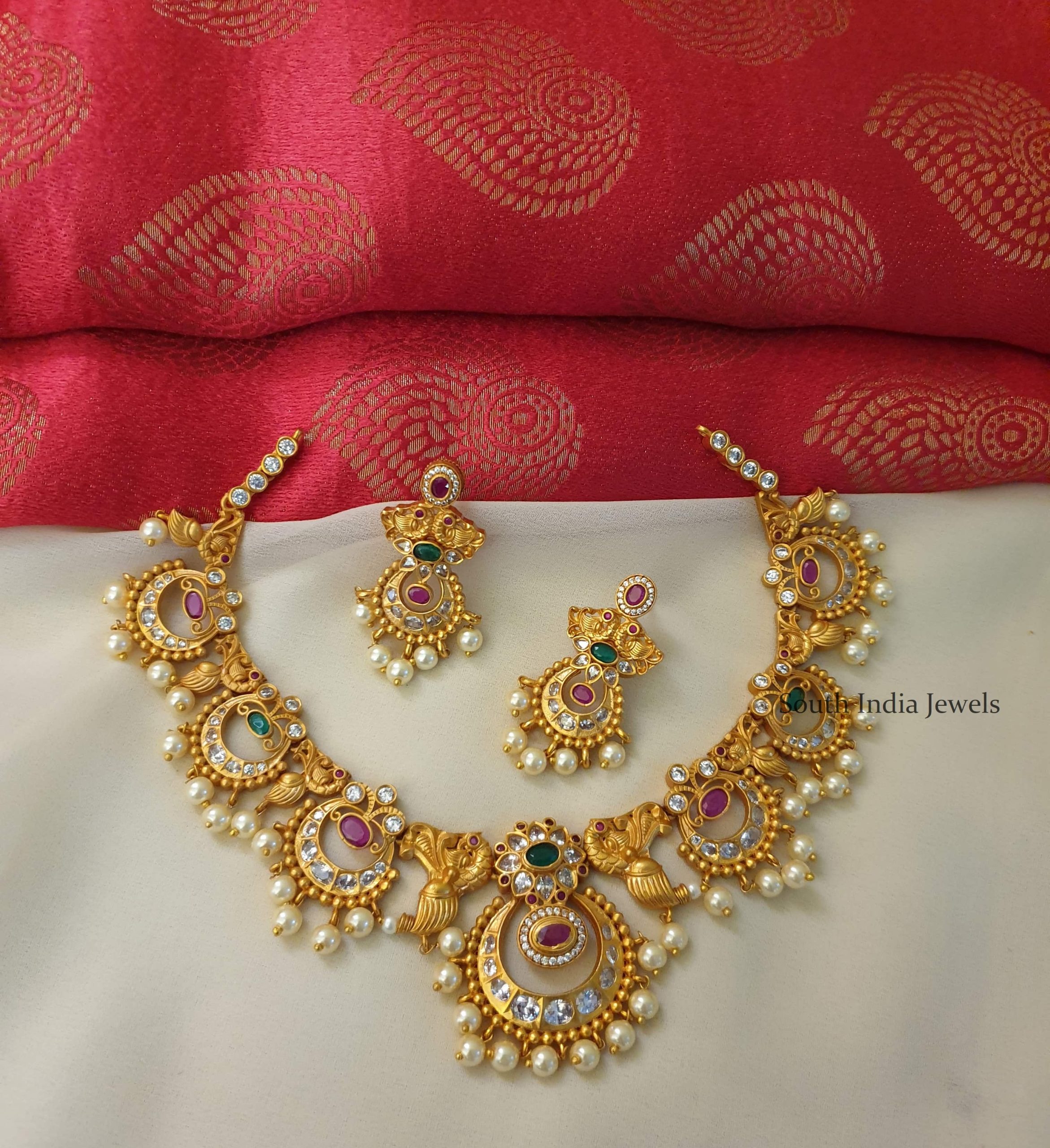 Traditional Matte Finish Chandbali Necklace
