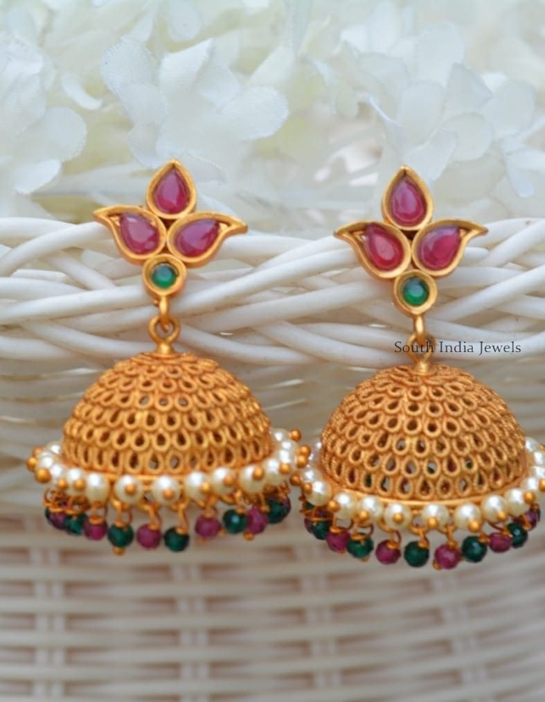 Traditional Matte Finish Multi Beads Jhumkas