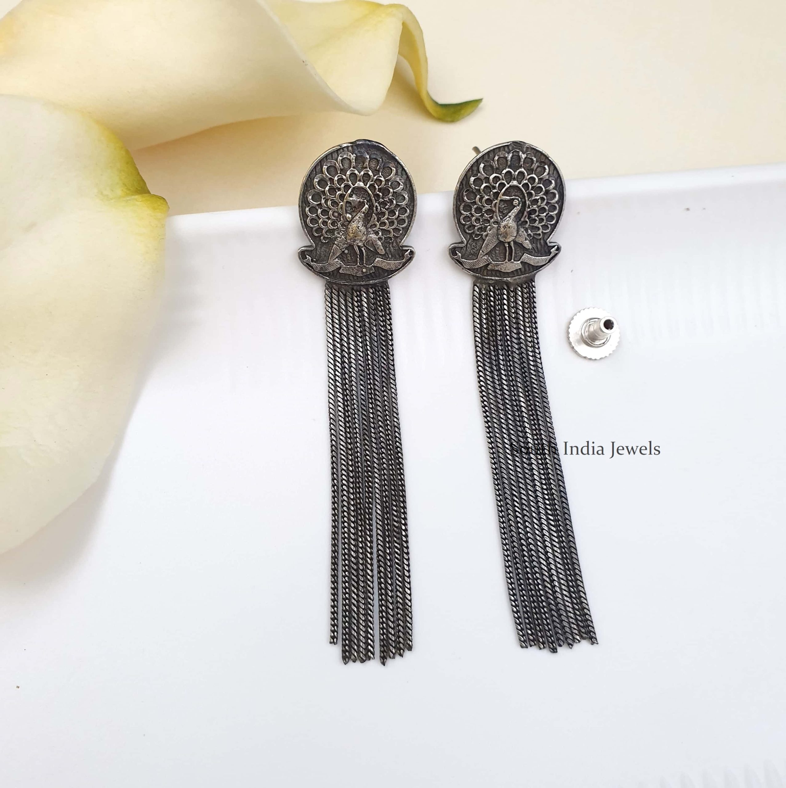 Unique Peacock Tassel Earrings