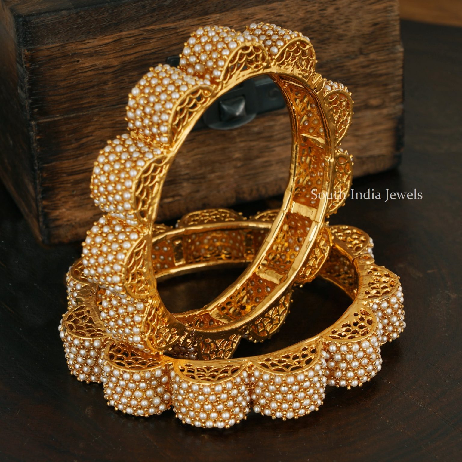 Unique Pearl Gajra Bangles - South India Jewels