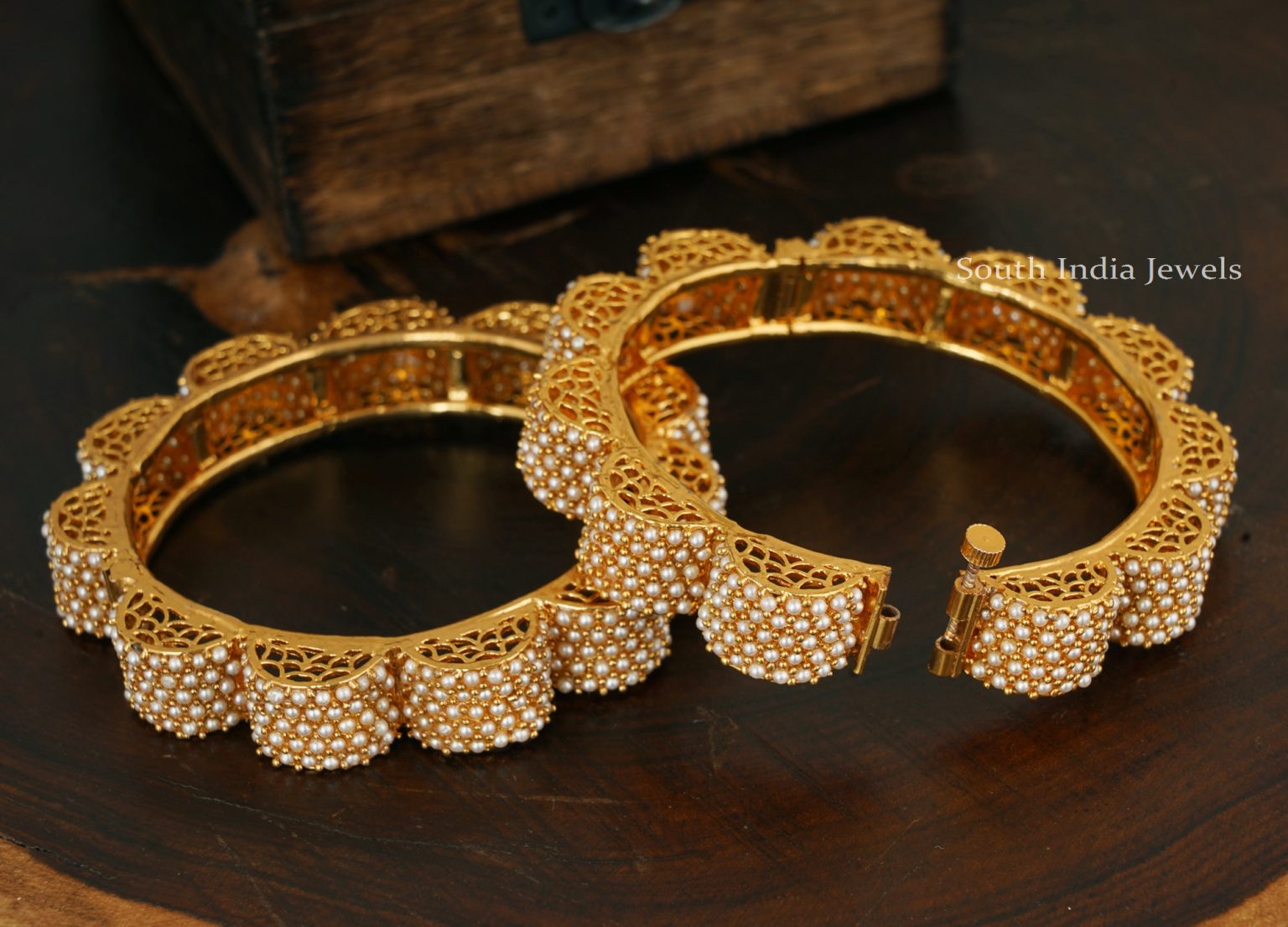 Unique Pearl Gajra Bangles - South India Jewels