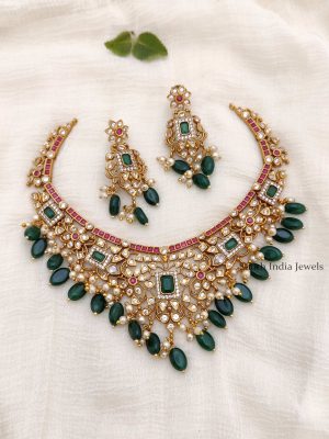 Beautiful Flower Design AD Necklace