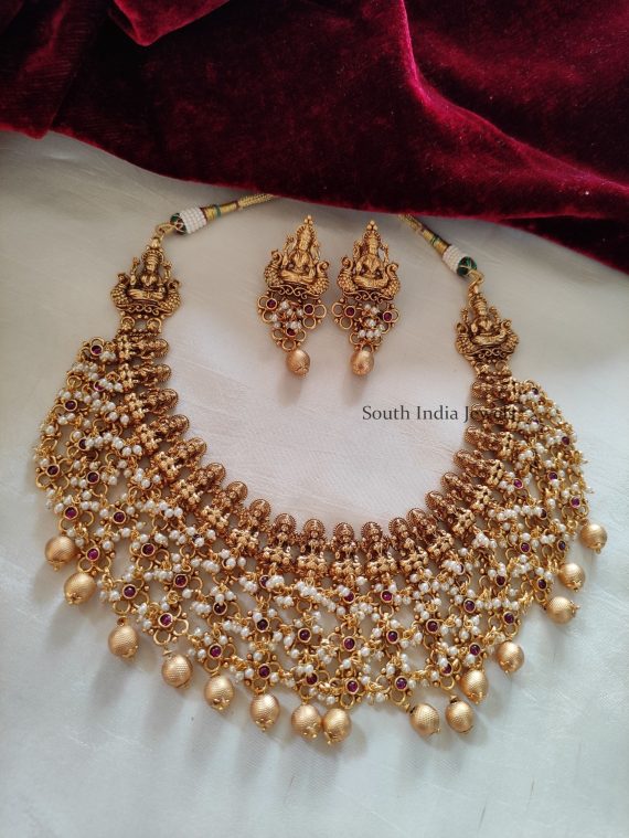 Beautiful Guttapusalu Lakshmi Necklace - South India Jewels