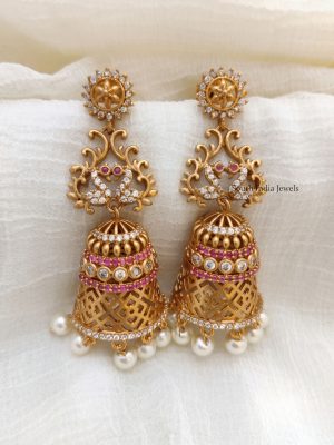 Beautiful Kemp AD Stone Jhumkas