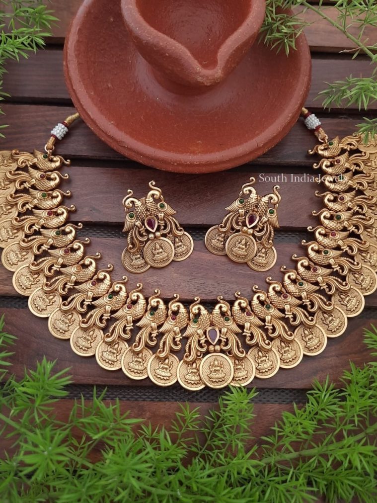 Beautiful Peacock & Lakshmi Coin Necklace